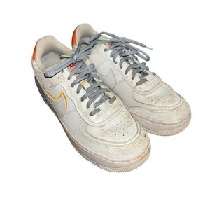 Nike Air Force 1 BE KIND White and Orange Athletic Shoes Sz 8